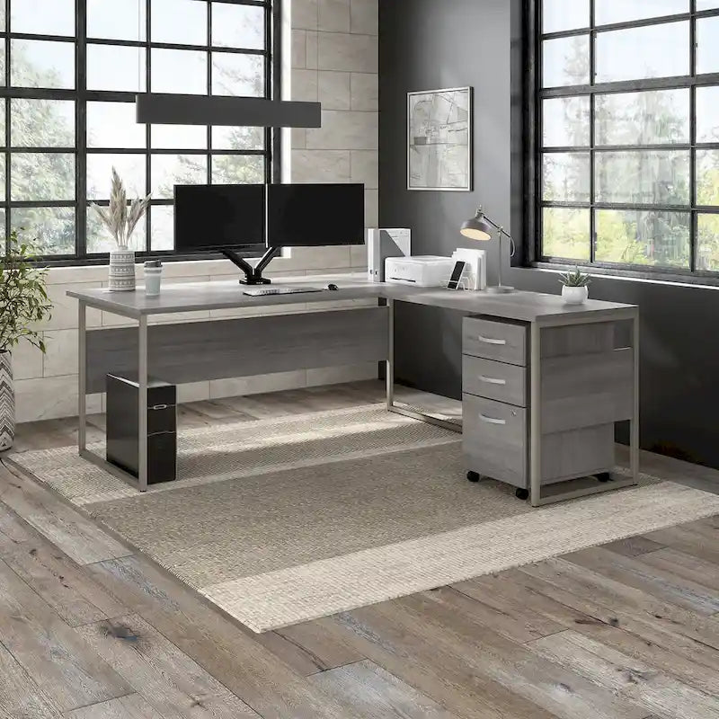 Adjustable Dual Monitor Arm with USB Port by Bush Business Furniture