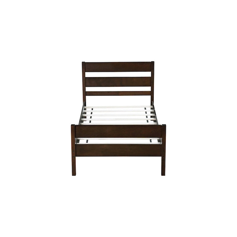 Twin Bed with Headboard & Footboard, Espresso, Space-Saving Design with Storage