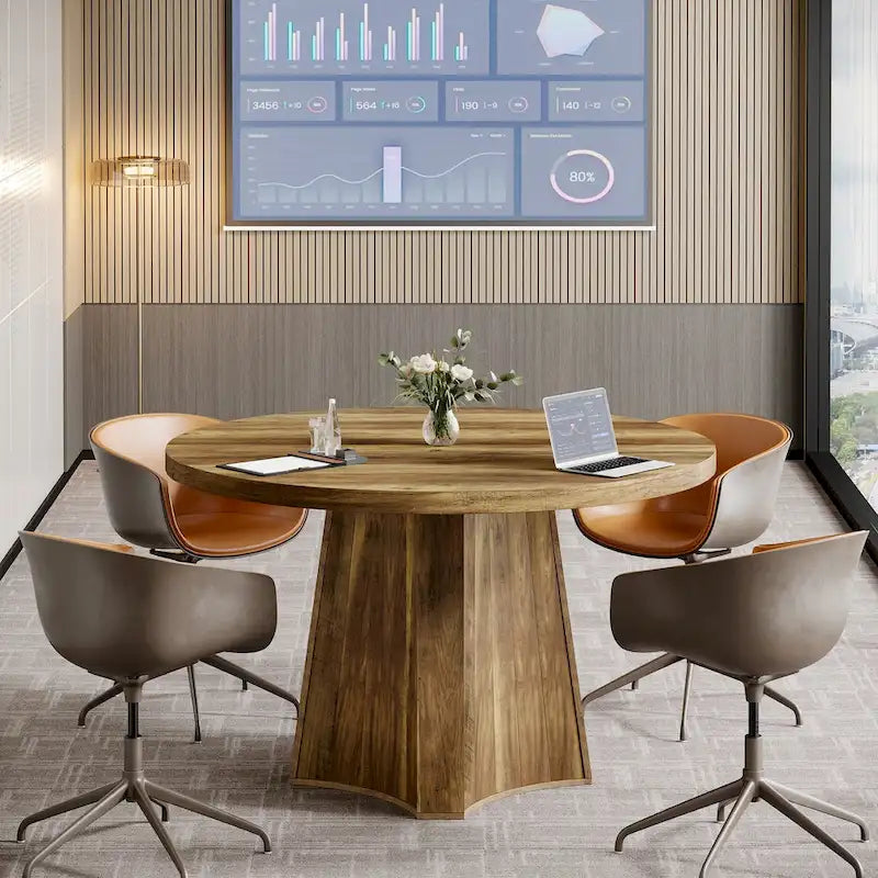 Round Conference Table for 4-6 People, 47-Inch Meeting Table