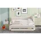 Full Size Upholstered Daybed with Trundle and Three Drawers, Gray