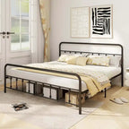 Full/Queen/King Size Bed Frame with Headboard Under Bed