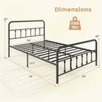 Full/Queen/King Size Bed Frame with Headboard Under Bed
