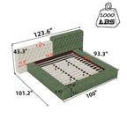 King Size Upholstered Bed with Storage Compartments and Footboard