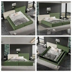 King Size Upholstered Bed with Storage Compartments and Footboard