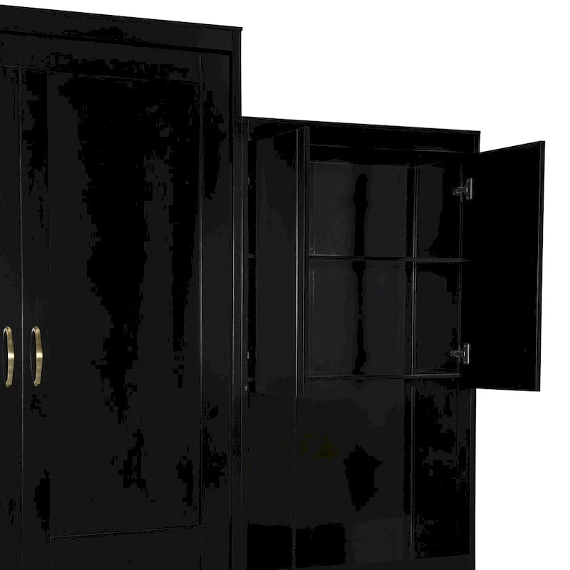 Queen Size Murphy Bed with Desk, Vanity and Cabinets, Espresso