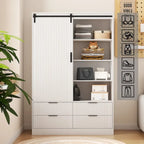 47.24 Modern Armoire with with Hanging Rod, Drawers and Open Shelves for Bedroom