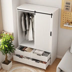 47.24 Modern Armoire with with Hanging Rod, Drawers and Open Shelves for Bedroom