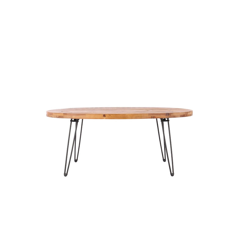 Oval Natural Reclaimed Wood Foldable Cocktail Table - 24.00 x 44.00 x 18.00