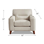 Elm Top Grain Leather Chair With Feather, Memory Foam and Springs