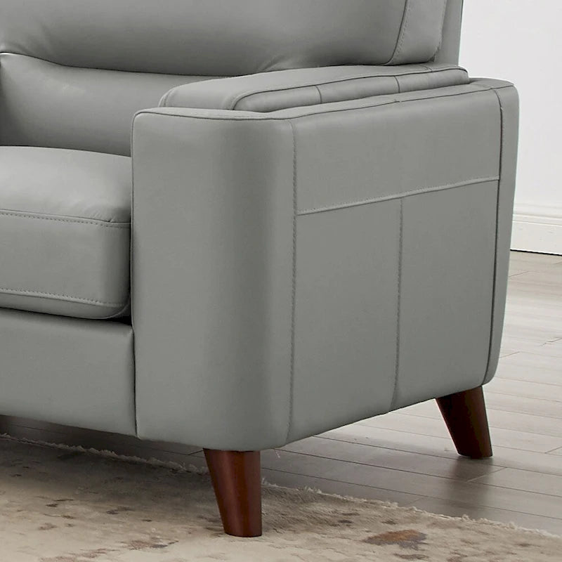 Elm Top Grain Leather Chair With Feather, Memory Foam and Springs