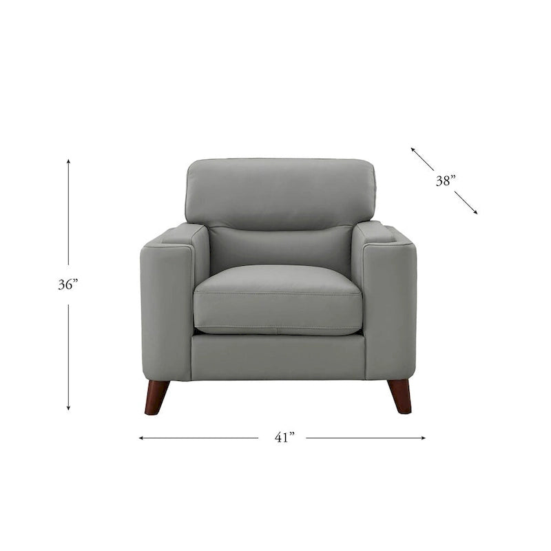 Elm Top Grain Leather Chair With Feather, Memory Foam and Springs