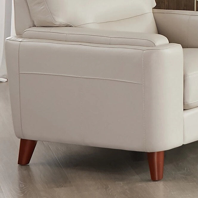 Elm Top Grain Leather Chair With Feather, Memory Foam and Springs