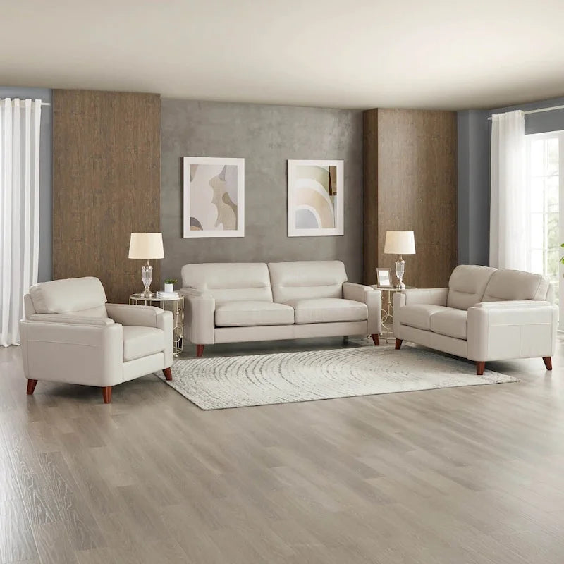 Elm Top Grain Leather Chair With Feather, Memory Foam and Springs