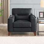 Elm Top Grain Leather Chair With Feather, Memory Foam and Springs