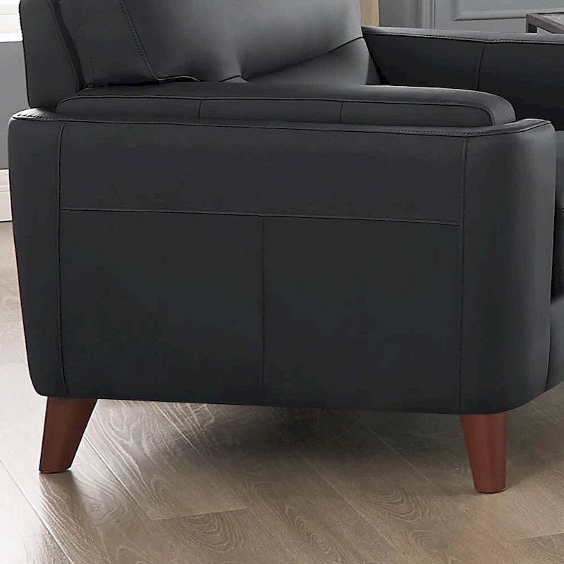 Elm Top Grain Leather Chair With Feather, Memory Foam and Springs