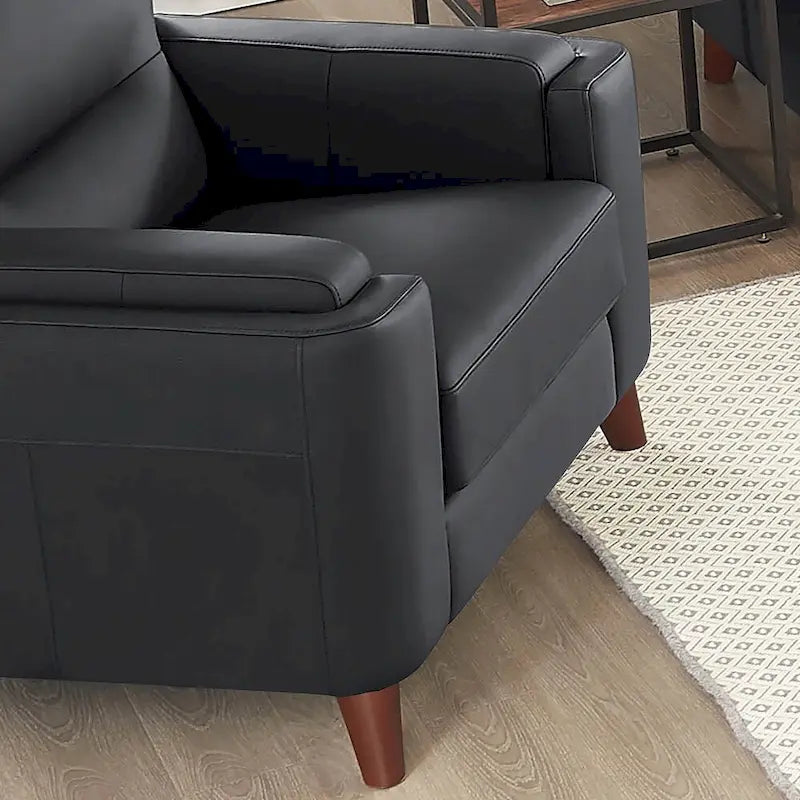 Elm Top Grain Leather Chair With Feather, Memory Foam and Springs