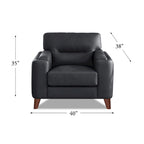 Elm Top Grain Leather Chair With Feather, Memory Foam and Springs