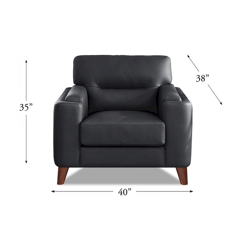 Elm Top Grain Leather Chair With Feather, Memory Foam and Springs