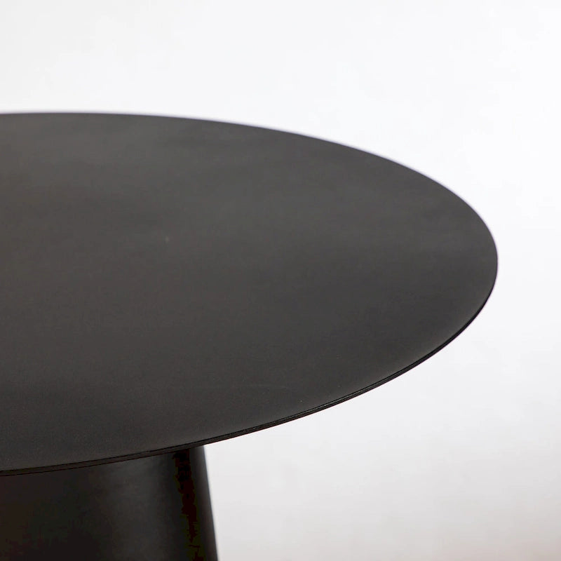 Outdoor Mid Century Modern Metal Single Round Coffee Table -Black 23.6W