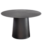 Outdoor Mid Century Modern Metal Single Round Coffee Table -Black 23.6W
