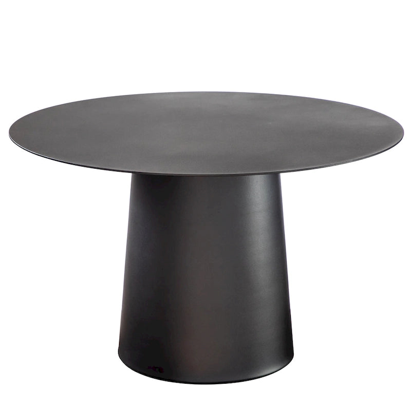Outdoor Mid Century Modern Metal Single Round Coffee Table -Black 23.6W