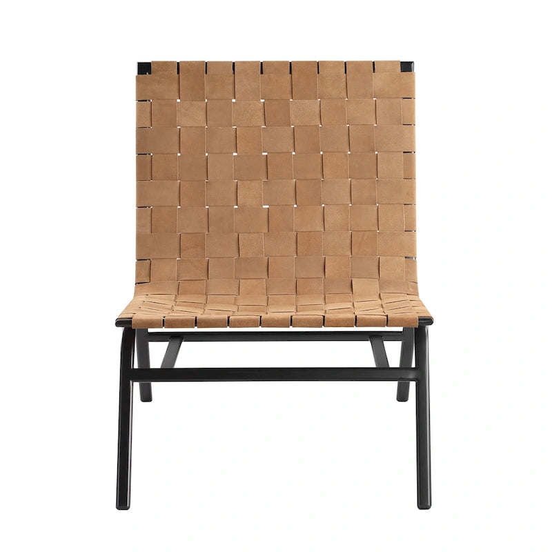 Woven Brown Leather Accent Chair by Greyson Living