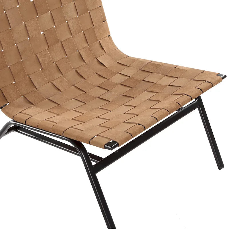 Woven Brown Leather Accent Chair by Greyson Living