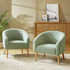 Modern 30W Boucle Armchair with Solid Wood Legs Set of 2 by HULALA HOME