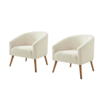 Modern 30W Boucle Armchair with Solid Wood Legs Set of 2 by HULALA HOME