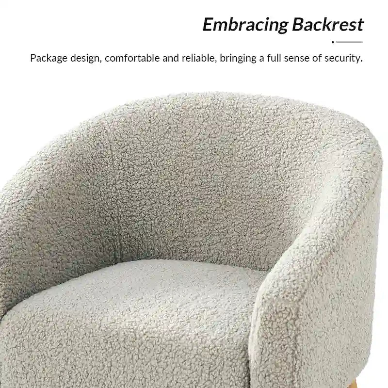 Modern 30W Boucle Armchair with Solid Wood Legs Set of 2 by HULALA HOME