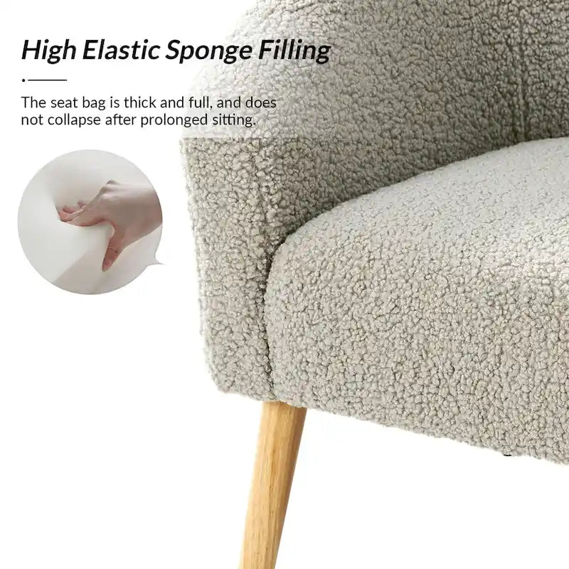 Modern 30W Boucle Armchair with Solid Wood Legs Set of 2 by HULALA HOME