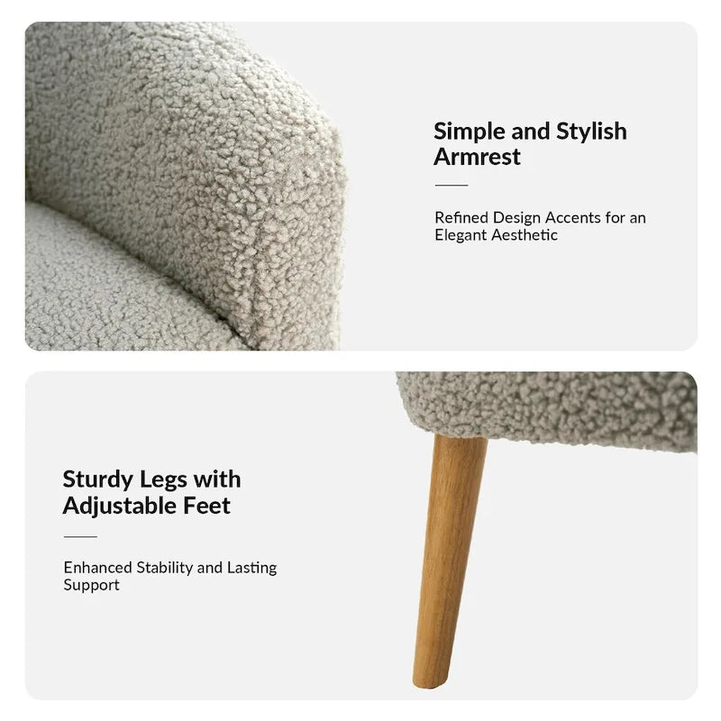 Modern 30W Boucle Armchair with Solid Wood Legs Set of 2 by HULALA HOME