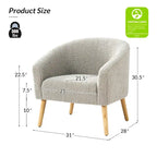 Modern 30W Boucle Armchair with Solid Wood Legs Set of 2 by HULALA HOME
