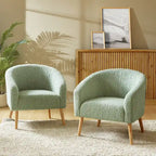 Modern 30W Boucle Armchair with Solid Wood Legs Set of 2 by HULALA HOME