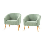 Modern 30W Boucle Armchair with Solid Wood Legs Set of 2 by HULALA HOME