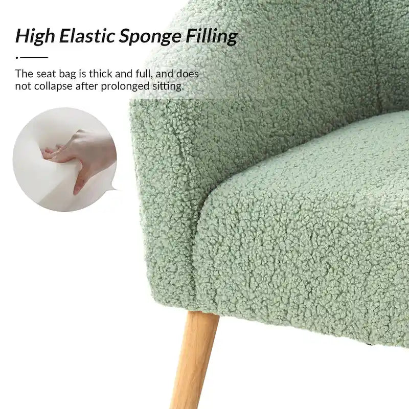 Modern 30W Boucle Armchair with Solid Wood Legs Set of 2 by HULALA HOME