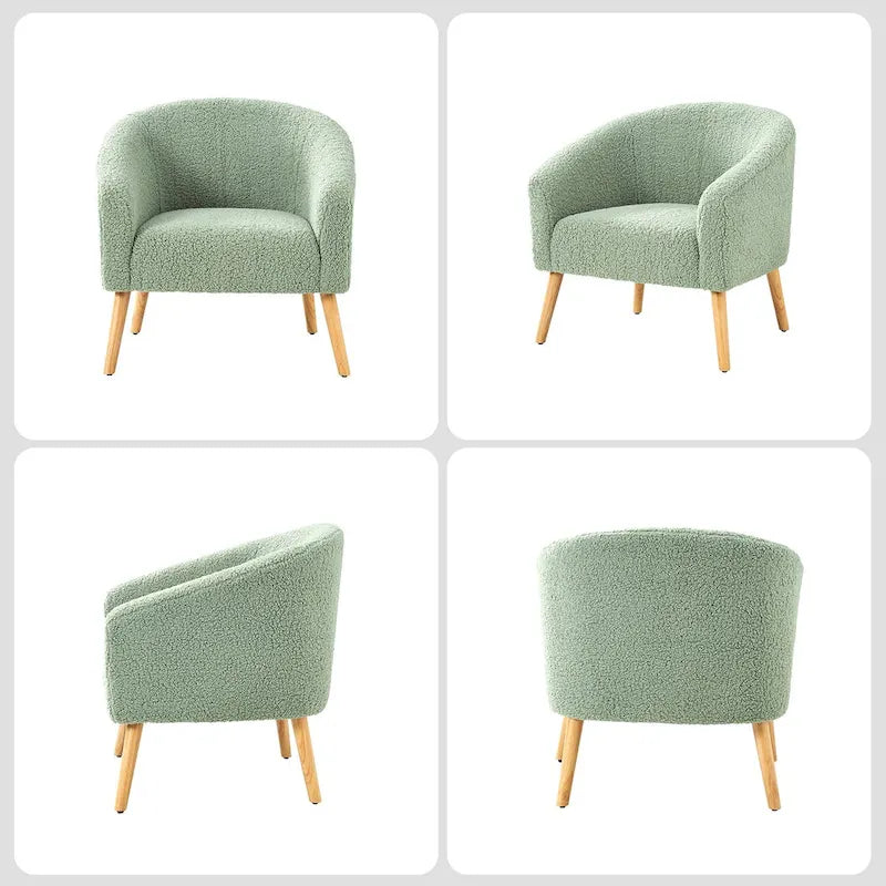 Modern 30W Boucle Armchair with Solid Wood Legs Set of 2 by HULALA HOME