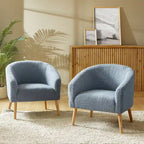 Modern 30W Boucle Armchair with Solid Wood Legs Set of 2 by HULALA HOME