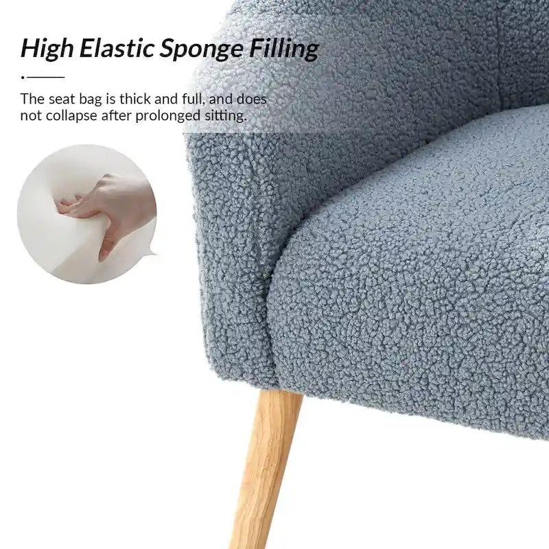 Modern 30W Boucle Armchair with Solid Wood Legs Set of 2 by HULALA HOME