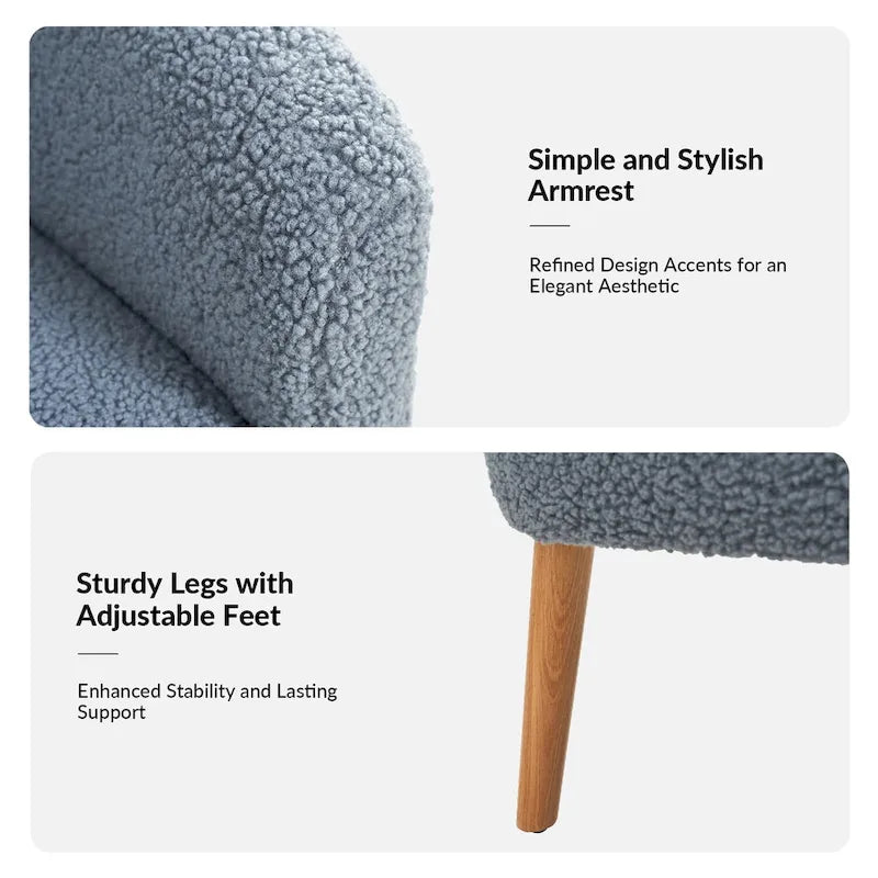 Modern 30W Boucle Armchair with Solid Wood Legs Set of 2 by HULALA HOME