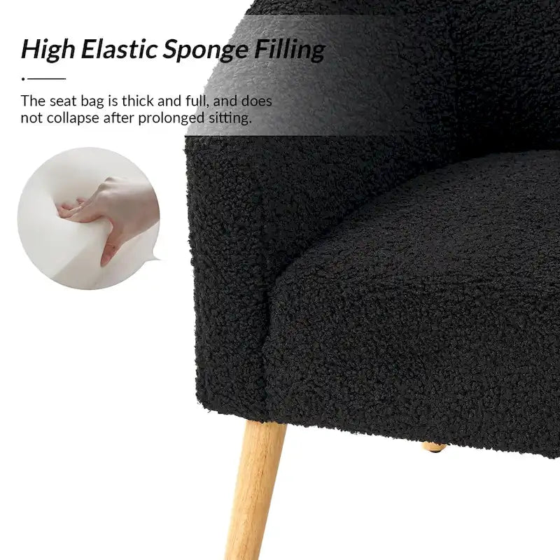 Modern 30W Boucle Armchair with Solid Wood Legs Set of 2 by HULALA HOME