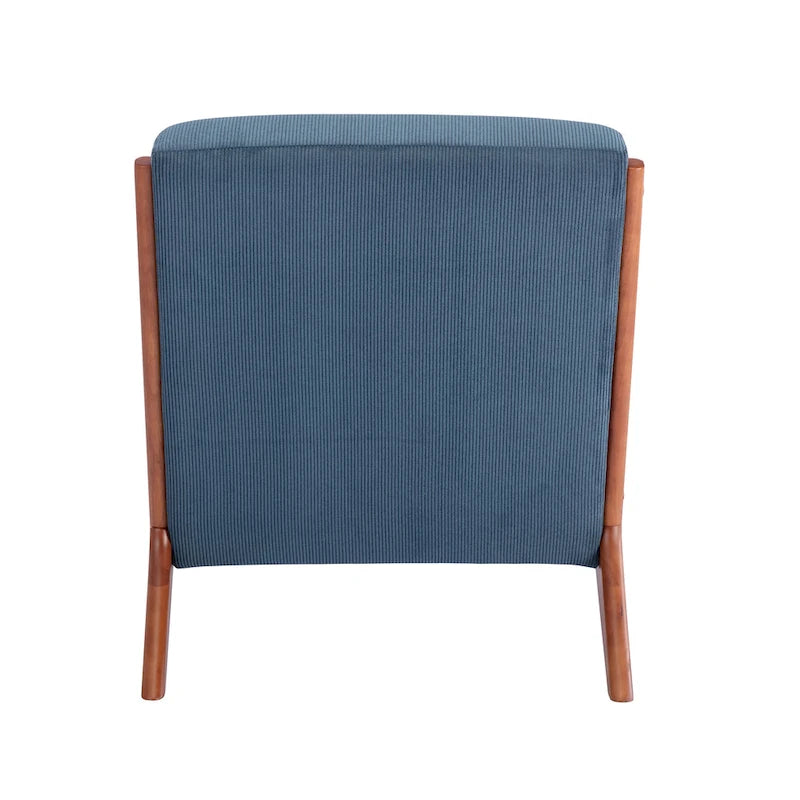 Biana Corduroy Fabric Accent Chair with Pillow and Rubberwood Frame