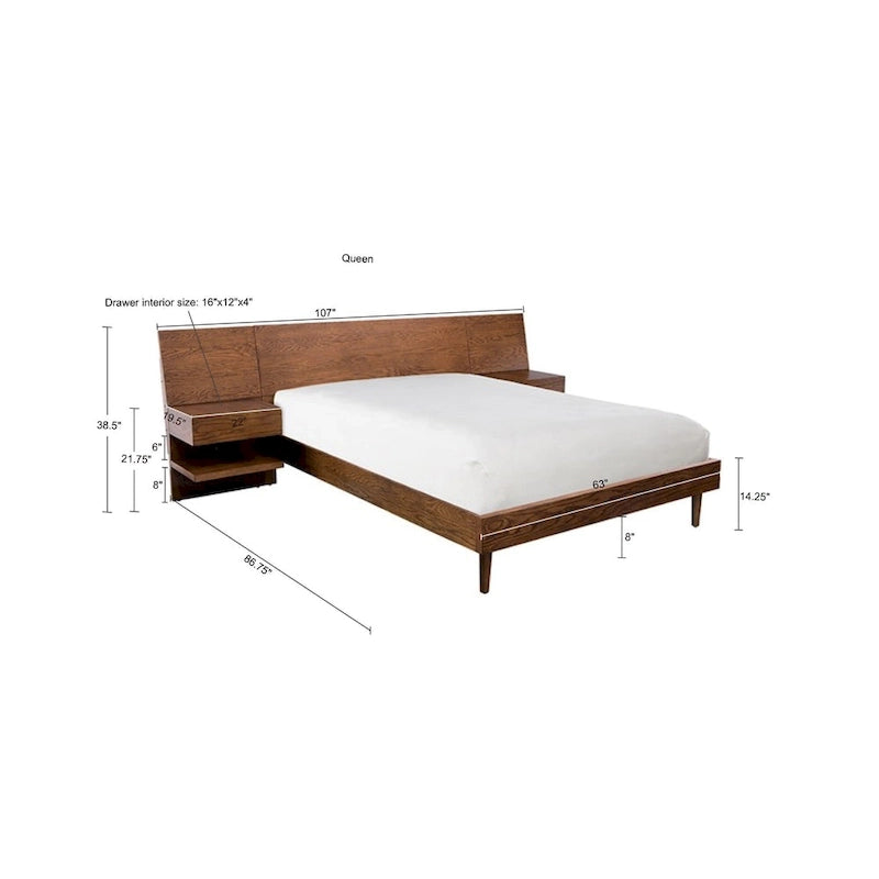 Clark Pecan Bed with Two Nightstands