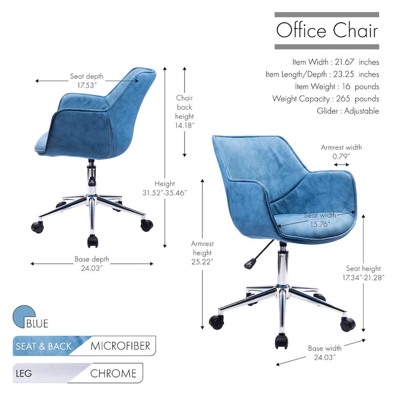 Xen Adjustable Office Chair, Microfiber, Chrome Base