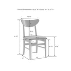 Landon 2Pc Wood Dining Chairs W/Upholstered Seat - 33.25H x19.75W x 19.75D