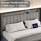 Modern Upholstered Floating Bed Frame with LED Lights