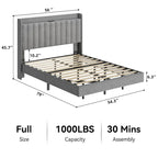Modern Upholstered Floating Bed Frame with LED Lights