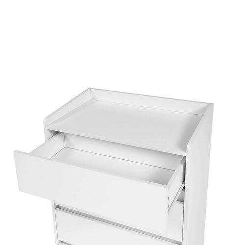 4 Drawer Dresser, Chest of Drawers Without Handle, White Dresser for Bedroom 100% Waterproof with Sturdy Frame for Room