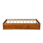 Oak Eco-Friendly Solid Pine Wood Twin Size Platform Storage Bed, 3 Drawers