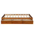 Oak Eco-Friendly Solid Pine Wood Twin Size Platform Storage Bed, 3 Drawers